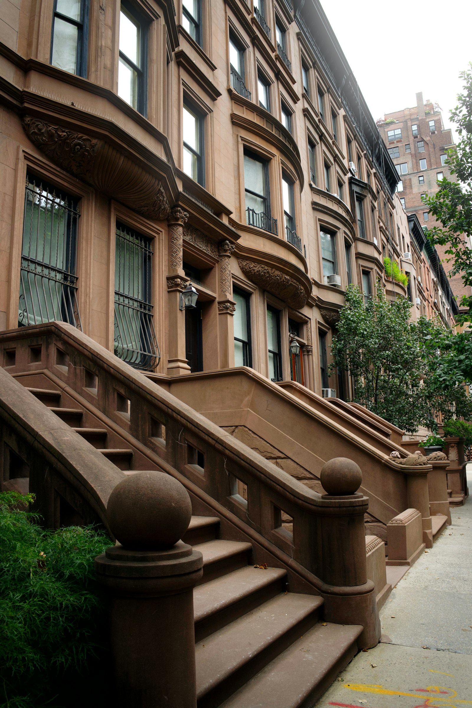 Brownstone rowhouse stairs in Washington Heights
